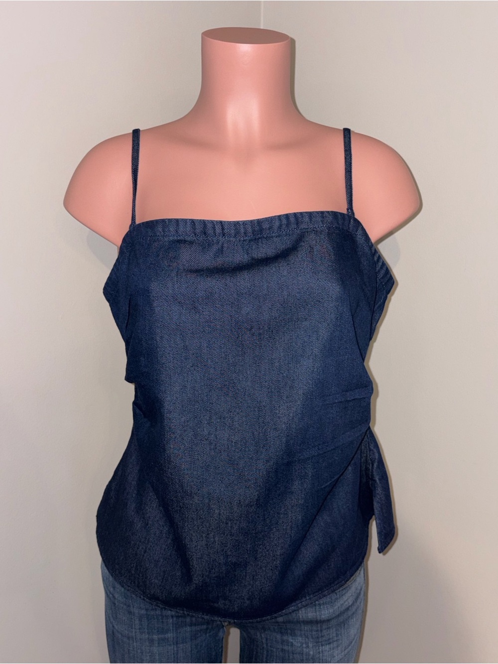 Madewell Airy Denim Ruched Squareneck Tank. NWT. SIZE 14